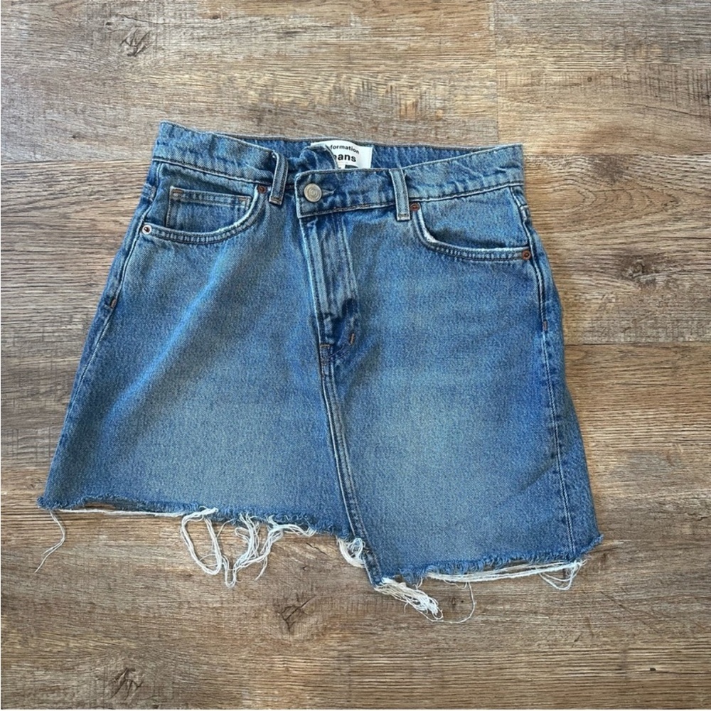 Reformation Jeans Ellie Asymmetric Denim Mini Skirt in Seneca Blue Size 27 - Picture 8 of 9